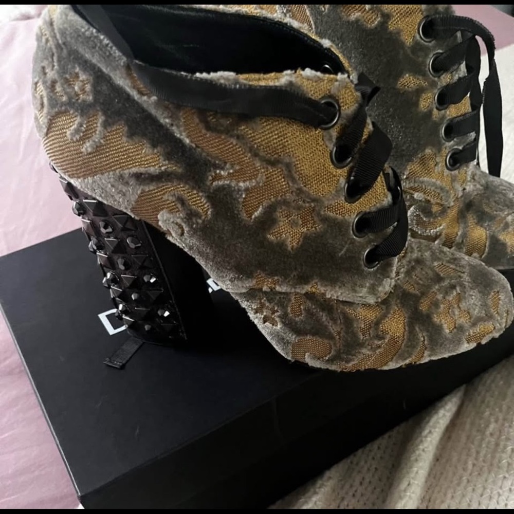 Dolce & Gabbana Gray and Gold Heeled Boots